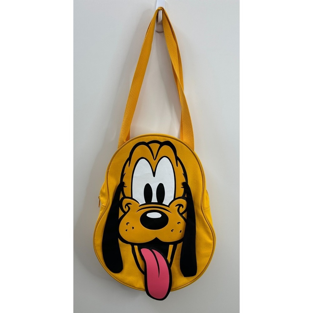 Disney Parks Pluto Big Face Canvas Tote Bag Disneyland Resort Yellow 3D Graphic - Picture 11 of 11